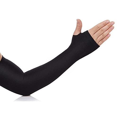 Image of one sixty eight UV cut and Sun Protection Arm Cooling Sleeves for Men and Women for Cycling, Driving, Outdoor Sports (Black, Free Size)