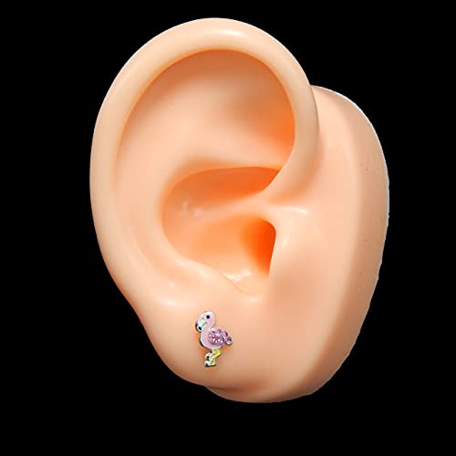925 Sterling Silver Pink Flamingo Stud Earrings 31402 (Nickel Free)2
