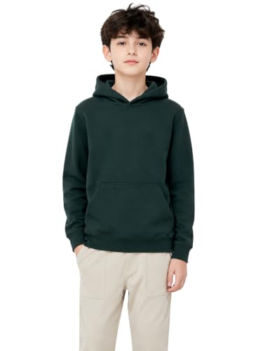 Image of Cloth Theory Boys Cotton Fleece Hooded Sweatshirt | Soft & Comfortable Pullover Hoodie with Kangaroo Pocket | Full Sleeve Casual Winter Wear | Everyday Outdoor Wear for Kids