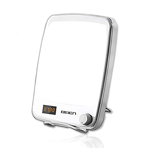 Light Therapy Lamp,BEIEN Sunrise Alarm Clock Wake Up Light with UV-Free 10000 Lux with Timer Setting, 6 Alarm Sounds,Snooze Function,Standing Bracket for Home and Office Use