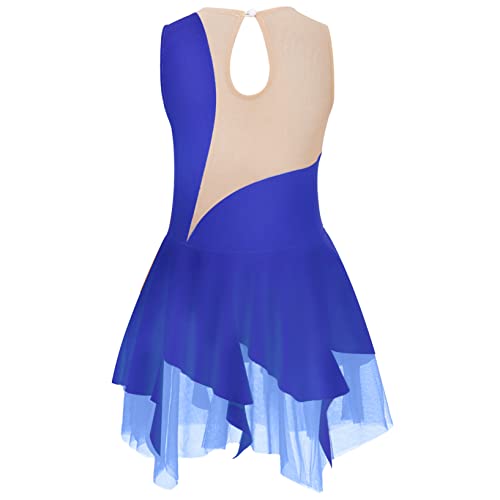 Yuumin Kids Girls Figure Ice Skating Dress Rhinestones Ballet Tutu Dress Leotard Ballroom Dance Costume Blue C 12 Years #TOP2