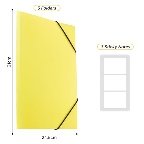 FRETONBA Plastic Folders A4 with Elastic Bands, Document Wallets Pack of 3 Pieces - Image 2