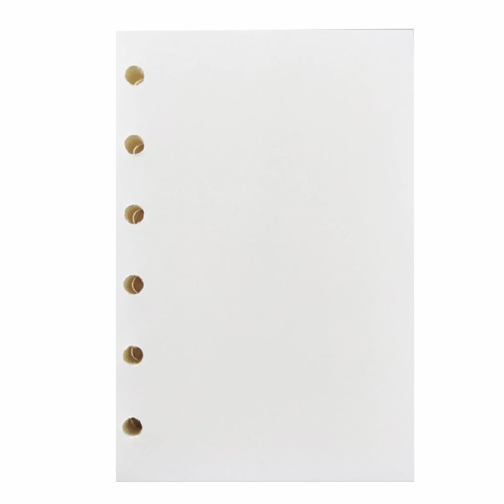 A7 Blank 60 PCS Six Hole Replacement Core, PVC Refillable Waterproof Dustproof Design for Students and Meeting Notebooks