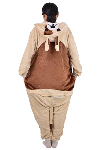 LorranTree Onesie Kostüm Jumpsuit Bulldogge Costume Damen Herren Erwachsene Relaxo Pyjama Tier Hund Dog Weihnachten Halloween Schlafanzug SY-DouNQ S