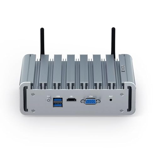 Image of VENOEN Firewall Micro Appliance Celeron J4125, Fanless Firewall Mini PC 2.5gbe, i225 NICs 4 LAN Port, HD, VGA, WiFi, SIM-Slot, 8GB DDR4 RAM 128GB SSD, Small Server PC Router PC, AES NI, WatchDog