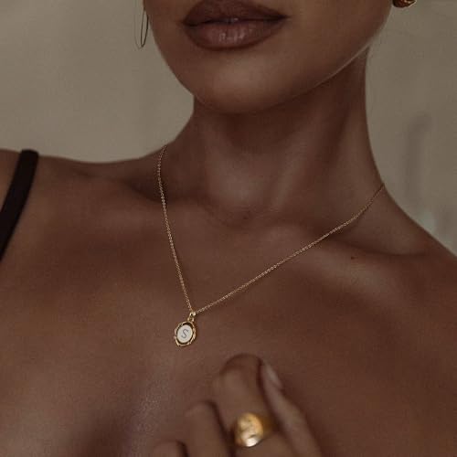 BodyBonita Initial Necklaces for Women - 14K Gold Plated Oval Letter White Enamel Name Necklaces - Image 6