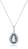 Sterling Silver Swarovski Elements Crystal Pear Shape Pendant Necklace, 18