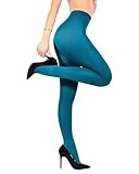 sofsy Opaque Microfibre Tights for Women - Invisibly Reinforced Opaque Brief Pantyhose 40Den [Made In Italy] Dark Teal 3 - Medium