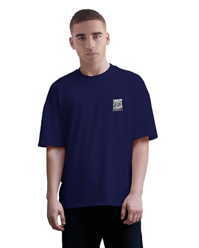 Image of Buy That Trendz Mens Oversized Tshirt Black & White Car Printed Crew Neck Cotton Drop Shoulder Half Sleeve Stylish Tshirt