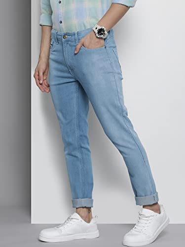 Image of The Indian Garage Co Men Regular Fit Solid Mid-Rise Stretchable Jeans