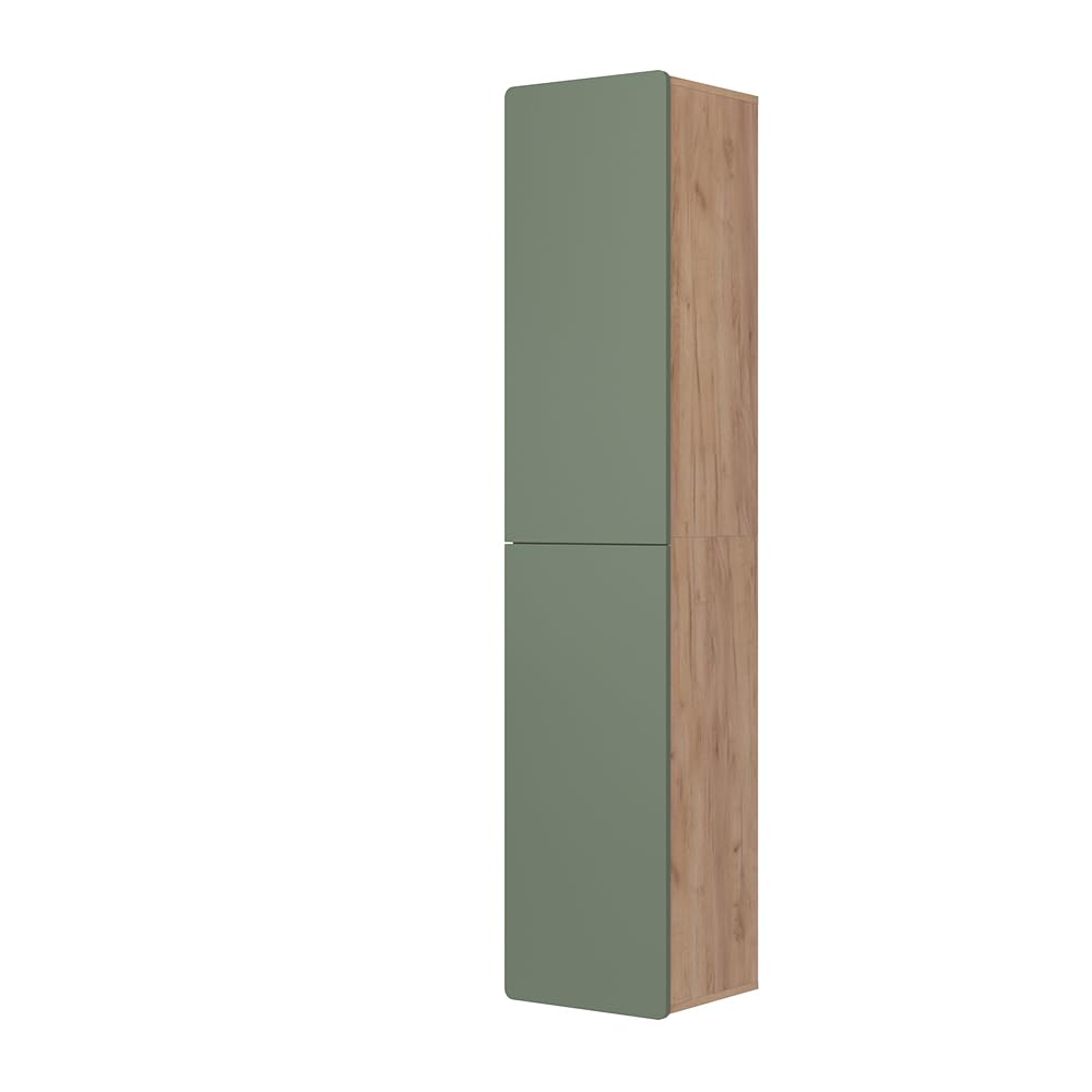 Vicco Mobili alti Izan, Quercia verde/​oro, 36.6 x 171.6 cm, a parete, combinabile con altri mobili da bagno Izan