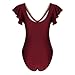 Akklian Women's Ruffled One Piece Swimsuit Tummy Control Bathing Suits V Neck Modest Swimwear Fashion Slimming Swim Suit Wine
