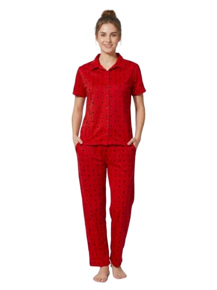 xenios | Printed Cotton Blend Night-Suit-C6-RED-picture-5