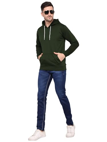 Image of TQH Men's Cotton Blend Fleece Solid Hooded Neck Sweatshirt