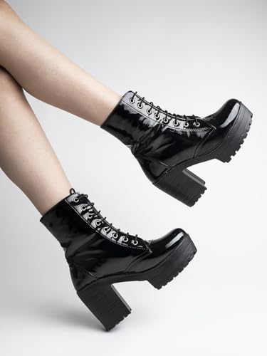 Image of Shoetopia Women & Girls Lace Up Block Heeled Western Boots