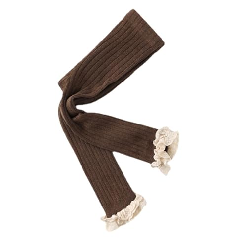 Yizelli Ankle Length Leggings for 0-8 Years Girls Footless Knitted Tights Warm Stockings Pant with Lace Trim