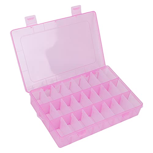 Image of Yosoo Nail Art Storage Box, 24 Grid Pink Empty Nail Boxes Nail Tips Nail Art Storage Box Plastic Bead Decoration Organizer Case DIY Handmade Gifts Nail Art Supplies Nail Art Container For Beads