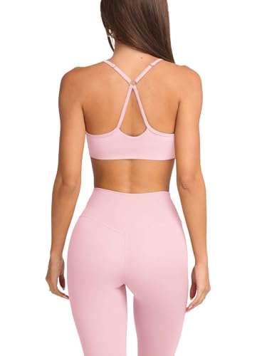 Image of LASLULU Womens Adjustable Spaghetti Straps Sports Bra Sweetheart Neck Wireless Padded Workout Yoga Crop Tops