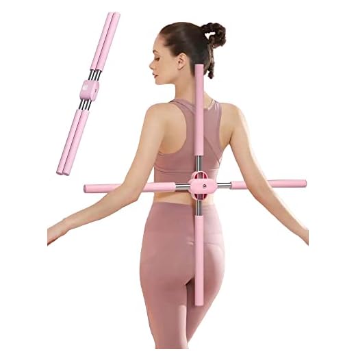 Posture corrector,hunchback corrector,yoga stick, Stretching Tool For Humpback Correction, Retractable Design for Adult and Child(Pink)