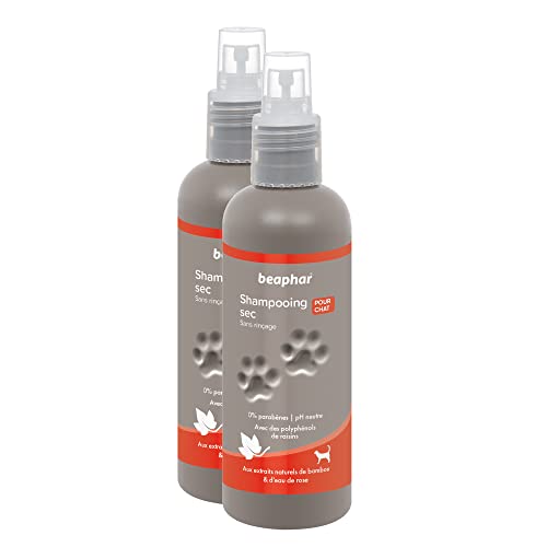 Beaphar Premium Shampooing Sec Extraits Naturels de Bambou et d'eau de Rose pour Chat 200 ML - Lot...