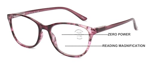 Image of Women Marble Print Clear Progressive Reading Glasses - Zero Power On Top - No Bubble Reader Z121
