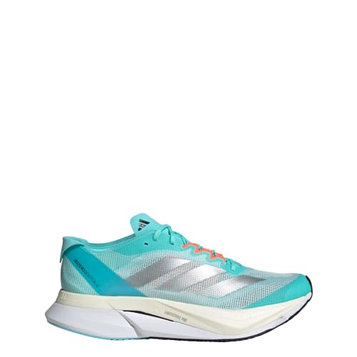 adidas Adizero Boston 12 - Zapatillas deportivas para mujer, Flash Aqua Silver Metallic Light Aqua, 10