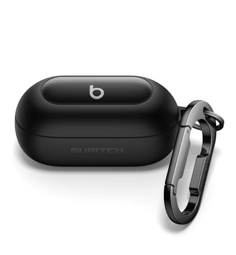 SURITCH Cases for Beats Solo Buds 2024 Case Cover Magnetic Protective Covers for Beats Solo Buds Wireless Earbuds Rugged Bumper Case with Magnetic Lok & Carabiner & Keyring & Cleaning Kit Black