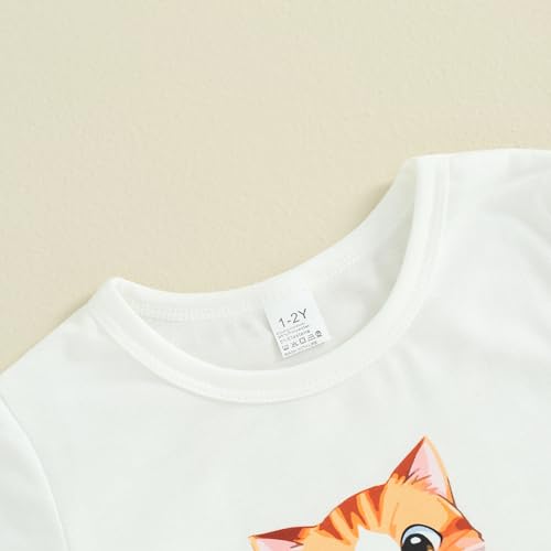 Summer T Shirt Cat Shirts for Girls Funny Graphic Tees for Kids Crewneck Top Size 1 to 8 Years Cute Spring Outfits2