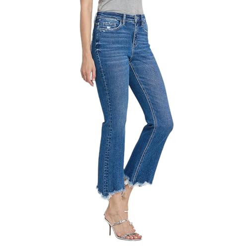 Flying Monkey High Rise Kick Flare Jeans Medium Blue4