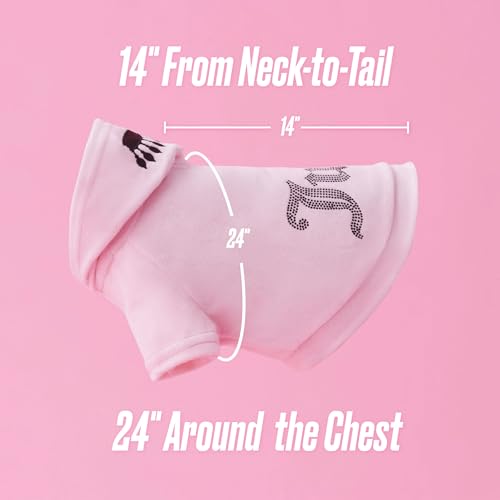 Juicy Couture Bling Velour Pet Hoodie - Pink - M/L (7-12 lbs.) - Pet Hoodies for Small Dogs or Cats - Image 5