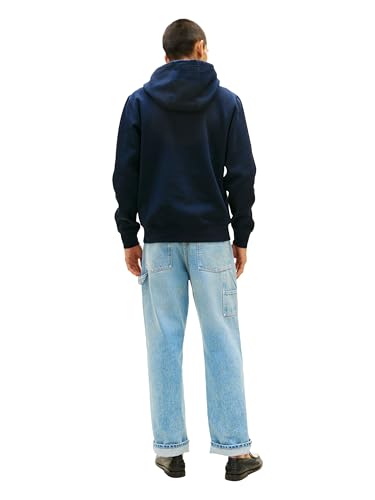 Image of Tommy Hilfiger Men's Medium Weight Cotton Hoodie Sweatshirt With Printed Stacked Chest Graphic