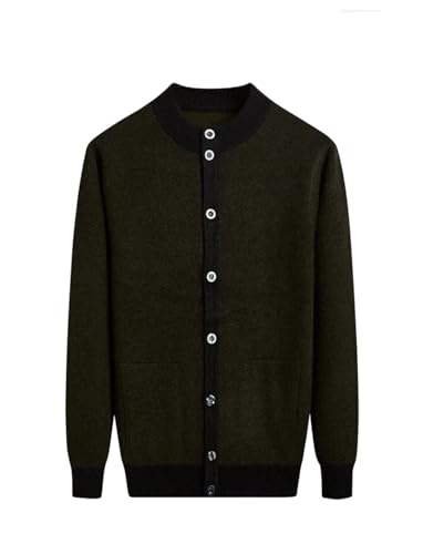 Vsadsau Men Wool Cardigan Sweater Large Buttons Casual Sweater Stand Collar Knitted Thick Jumpers3