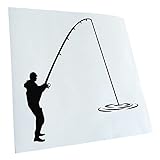 Kiwistar - Autoaufkleber - Angler Angeln Angelplatz - schwarz - 24x24cm - Heckscheibe Auto Aufkleber wetterfest für Kfz LKW Mofa Truck - Sticker außen selbstklebend Tuning Zubehör für Fenster