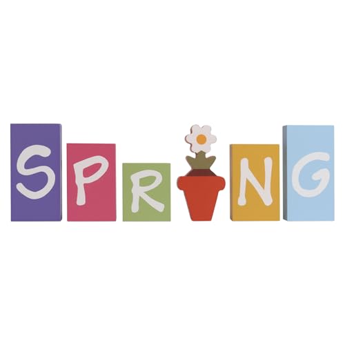 pechpell Set Of 6 Wooden Spring Signs Letter Blocks, Wood Spring Table...