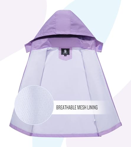 Image of SaphiRose Kids Waterproof Rain Jacket Mesh Lined with Removable Hood | Lightweight rain coat, windproof, breathable, school, camping, travel, outdoor play, boys and girls