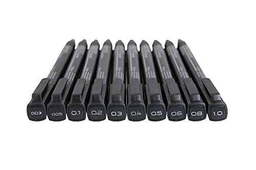 Image of BRUSTRO Metallic Brush Pens & Brustro Professional Pigment Based Fineliner - Set of 10 (Black)