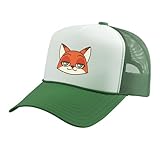 Disney Zootopia Nick Wilde Cute Kawaii Big Face Costume Trucker Hat with Adjustable Mesh Back, Kelly Green/White