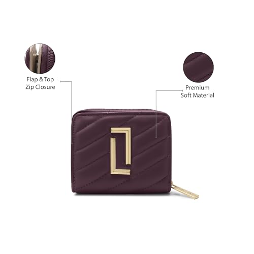 Image of Lavie Luxe Women's Diagonal Flap 25 Quilted Small Zip Wallet | Gift for Women