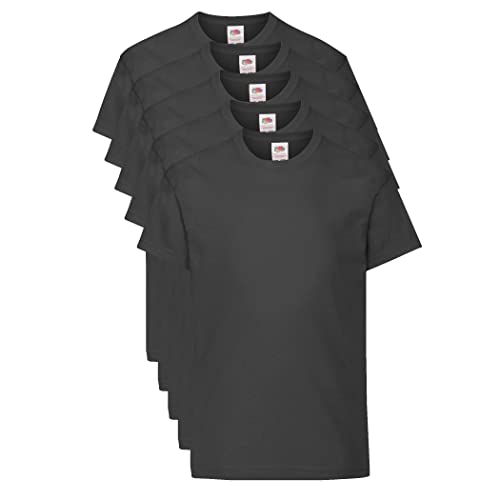 Fruit of The Loom Maglietta Unisex per Bambini, Confezione da 5, Nero, 12-13 Anni