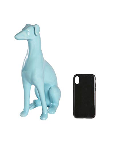 Nayothecorgi Greyhound Statue - Shiny Blue Sitting Ceramic Dog Statue - Decorative Dog Sculpture For Garden Or Home Décor - Greyhound Dog Outdoor Statue - (5.75” X 4” X 11.25”) #TOP5