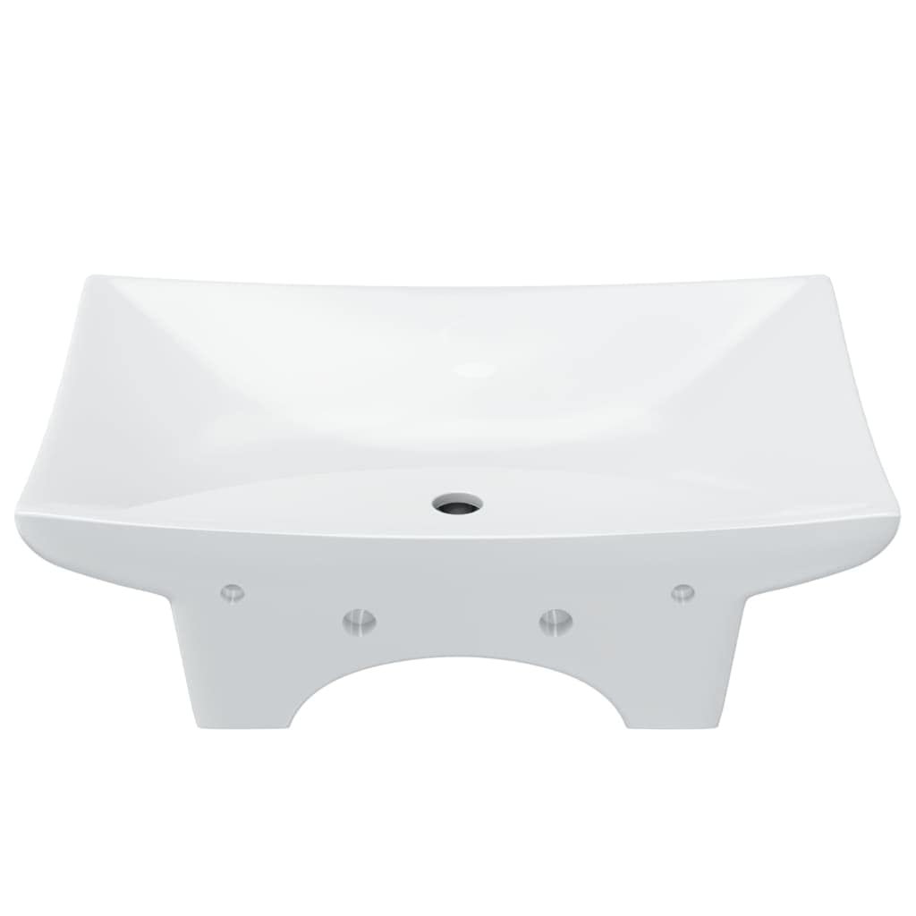 Fregadero de cerámica rectangular de lujo con rebosadero y orificio para grifo para baño: diseño elegante y