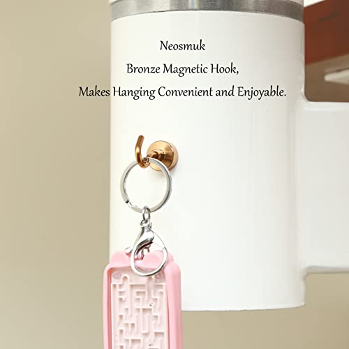 Image of Neosmuk Magnetic Hooks, 22 lb+ Heavy Duty Earth Magnets with Hook for Refrigerator, Extra Strong Cruise Hook for Hanging, Magnetic Hanger for Cabins, Grill (Bronze, Pack of 6)