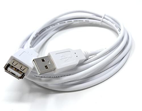 DRUT 3m USB Male to USB Female 2.0 24AWG High Speed EXTENSION Cable A Plug to Socket (10ft, White)