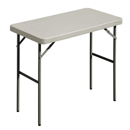 FROASISPRO Folding Table 2.7ft Rectangular All-Occasion Plastic Folding Event Table for Indoor and Outdoor Portable Desk Camping Durable and Stable HDPE and Steel Wide Application Grey