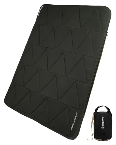 KingCamp Double Sleeping Pad, Inflatable Camping Mattress 2 Person with Removable Foam Cover & Pump Sack, Queen Sleeping Mat Camping Essentials for Outdoor Tent Car (Green)