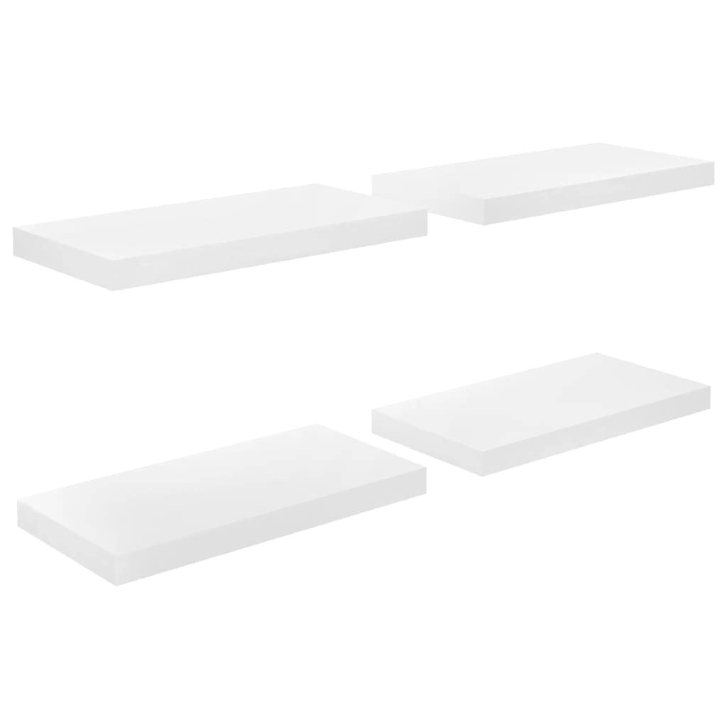 Regał wiszący 4 szt. biały wysoki połysk regał na rośliny regał dekoracyjny do kuchni biura 50 x 23 x 3,8 cm MDF