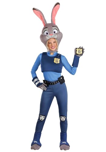 Disney Zootopia Judy Hopps Costume for Women - Includes Shirt, Pants, Vest, Belt, Tail, Badge, Gloves & Bunny Headpiece Medium