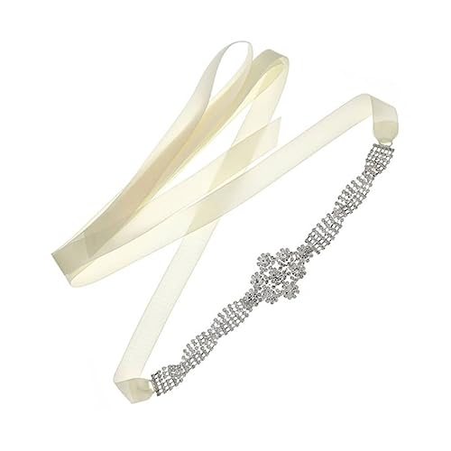 VANZACK Elegant Rhinestone Wedding Belt Chic Bridal Ribbon Sash for Dresses Self Tie Design for Weddings Parties and Special Occasions Stunning Accessory