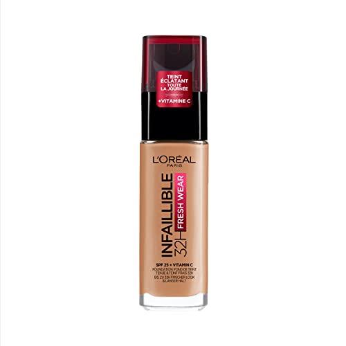 L'Oréal Paris - Maquillaje impermeable y de larga duración, base líquida SPF 25 Infaillible 32H Fresh Wear, nº 263 Honey Bisque, 30 ml