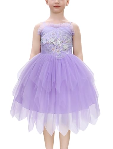ODASDO Toddler Kids Girls Spaghetti Straps Puffy Tulle Tutu Dresses for Tea Party Birthday Wedding Special Occasion
